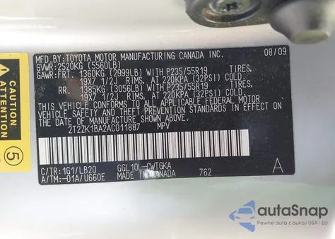 2010 Lexus Rx 350 z USA, uszkodzony, nr VIN 2T2ZK1BA2AC011887